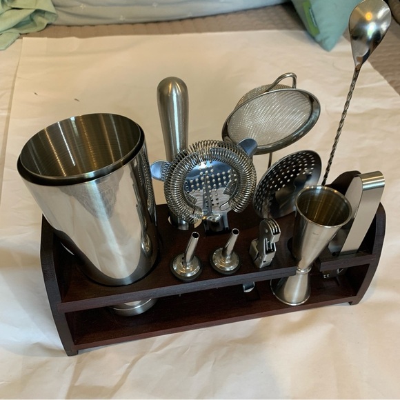 Other - New Stainless Steele Cocktail Shaker Bartending Set with Stand Gift Christmas